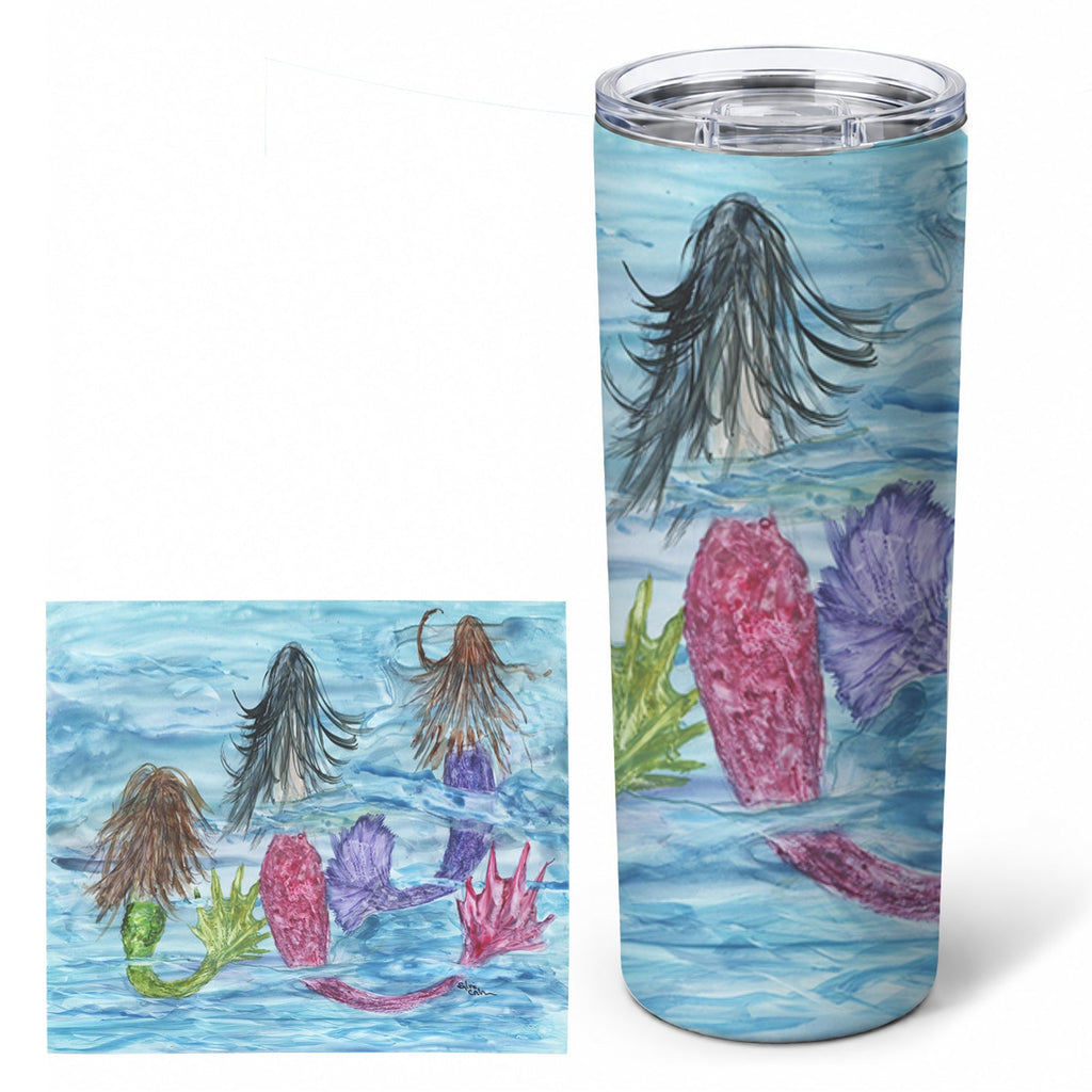 Mermaids Stainless Steel Skinny Tumbler 20 oz Vacuum Double Walled Reusable Insulated Travel Cup