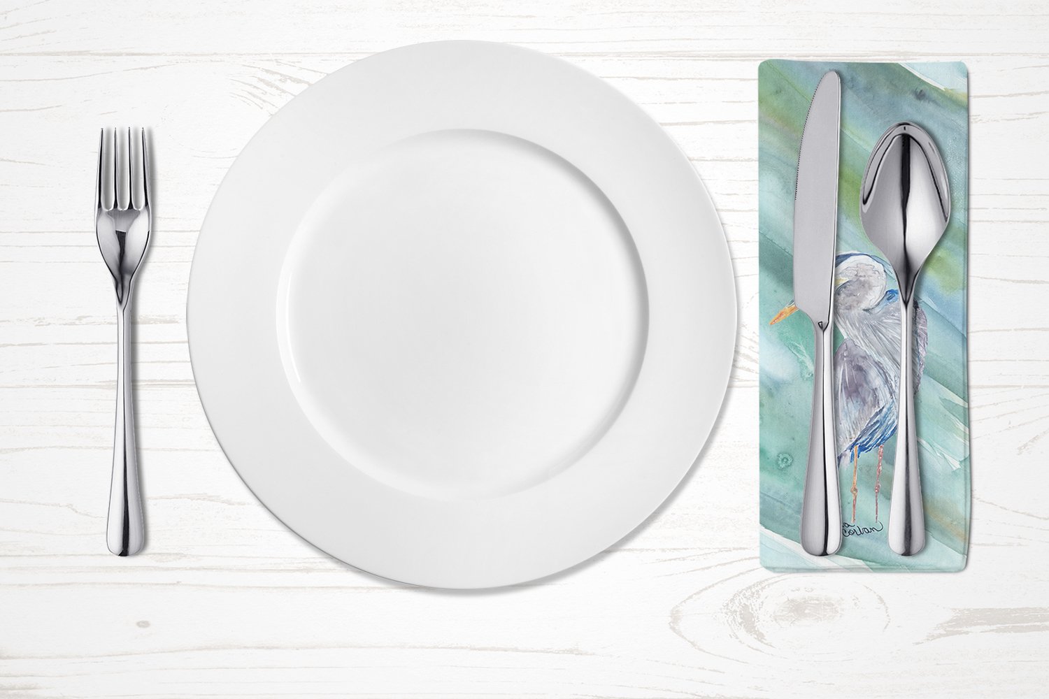 Blue Heron on Blue Napkin Cloth Washable, Soft, Durable, Table Dinner Napkins Cloth for Hotel, Lunch, Restaurant, Weddings, Parties