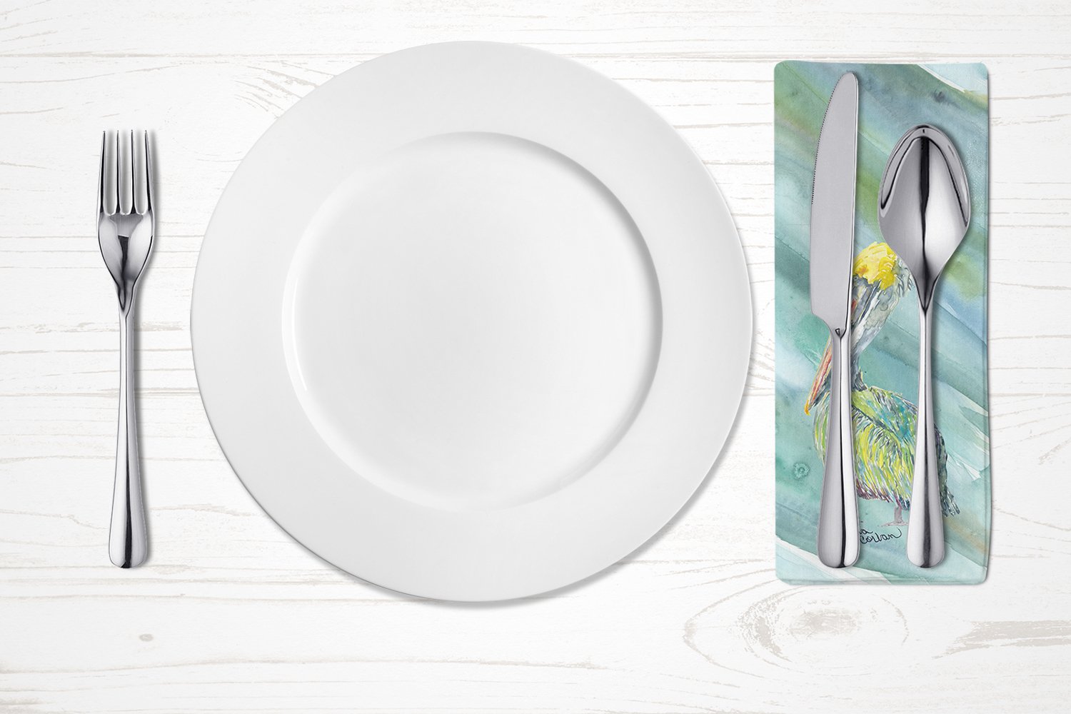Pelican on Blue Napkin Cloth Washable, Soft, Durable, Table Dinner Napkins Cloth for Hotel, Lunch, Restaurant, Weddings, Parties