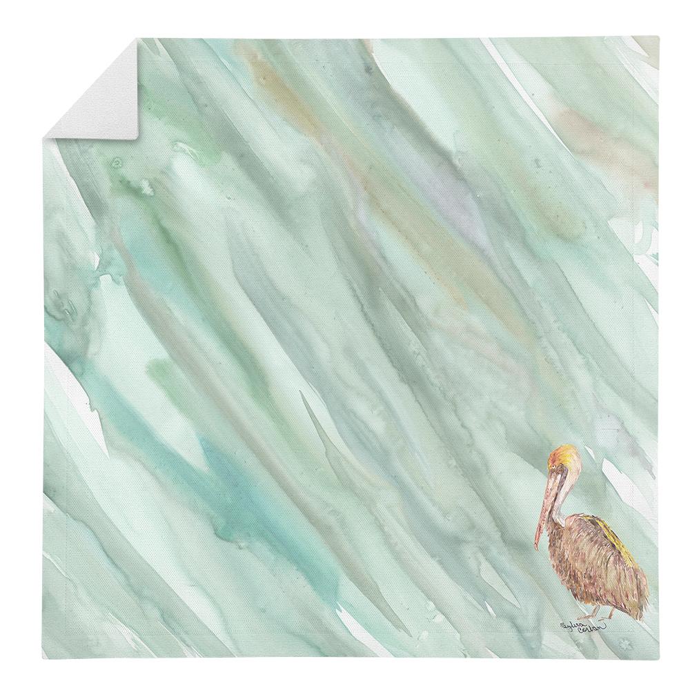 Brown Pelican on Sage Green Napkin Cloth Washable, Soft, Durable, Table Dinner Napkins Cloth for Hotel, Lunch, Restaurant, Weddings, Parties