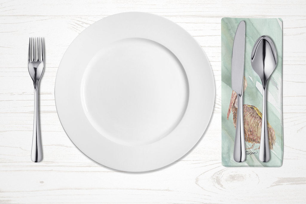 Brown Pelican on Sage Green Napkin Cloth Washable, Soft, Durable, Table Dinner Napkins Cloth for Hotel, Lunch, Restaurant, Weddings, Parties