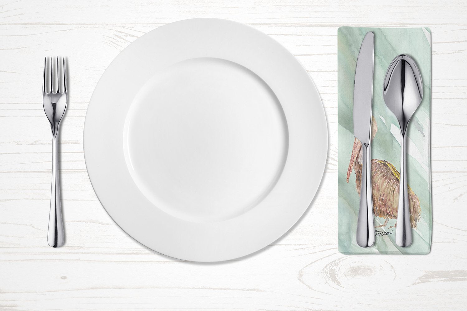 Brown Pelican on Sage Green Napkin Cloth Washable, Soft, Durable, Table Dinner Napkins Cloth for Hotel, Lunch, Restaurant, Weddings, Parties