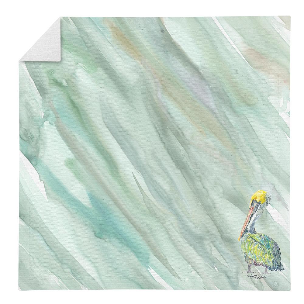 Pelican on Sage Green Napkin Cloth Washable, Soft, Durable, Table Dinner Napkins Cloth for Hotel, Lunch, Restaurant, Weddings, Parties
