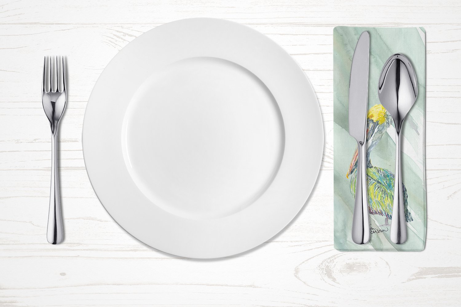 Pelican on Sage Green Napkin Cloth Washable, Soft, Durable, Table Dinner Napkins Cloth for Hotel, Lunch, Restaurant, Weddings, Parties