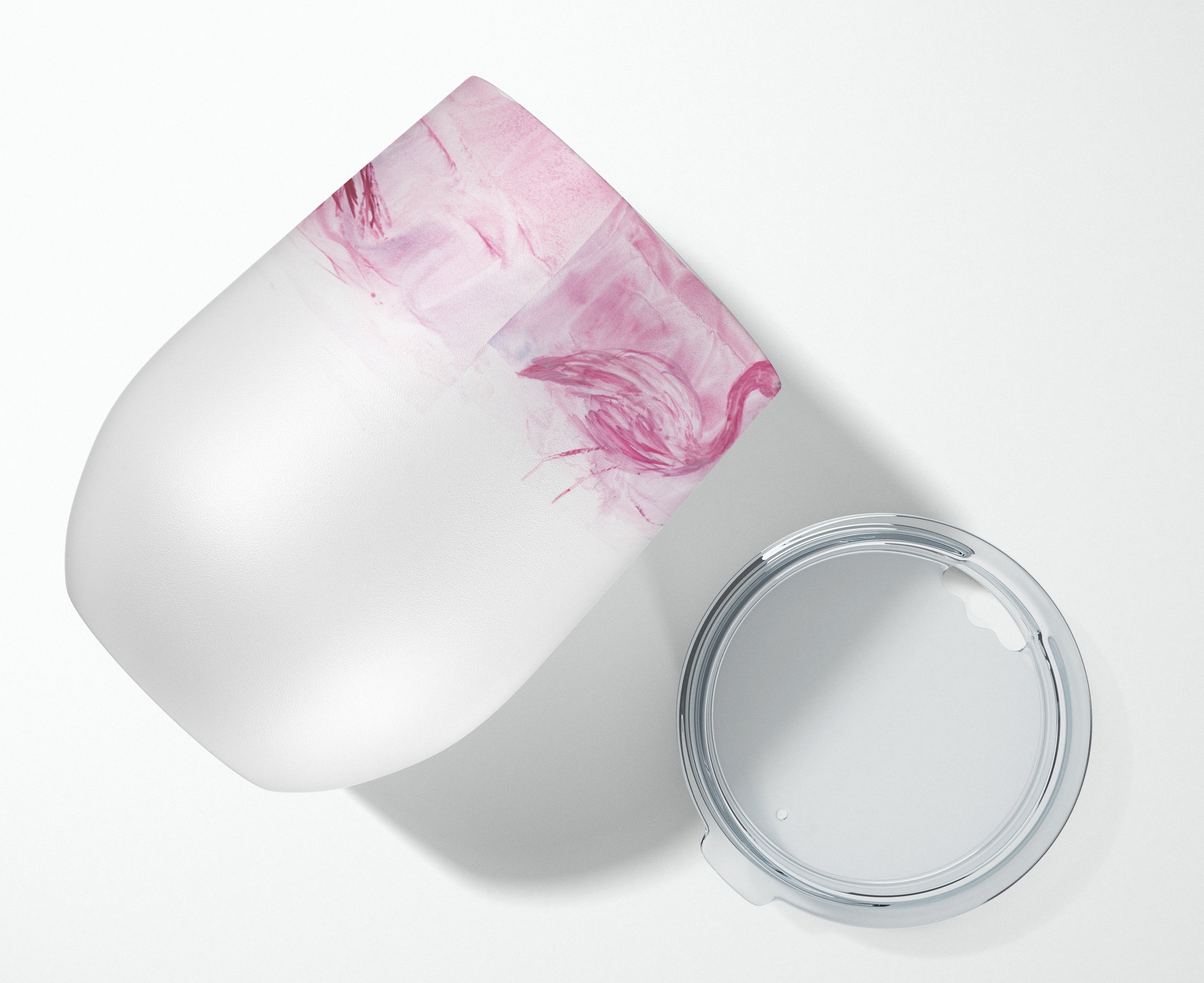 Flamingos Stainless Steel 12 oz Stemless Wine Glass Insulated Wine Tumbler with Lid, Cute Travel Cup for Coffee, Cocktails, Gift Women, Mother