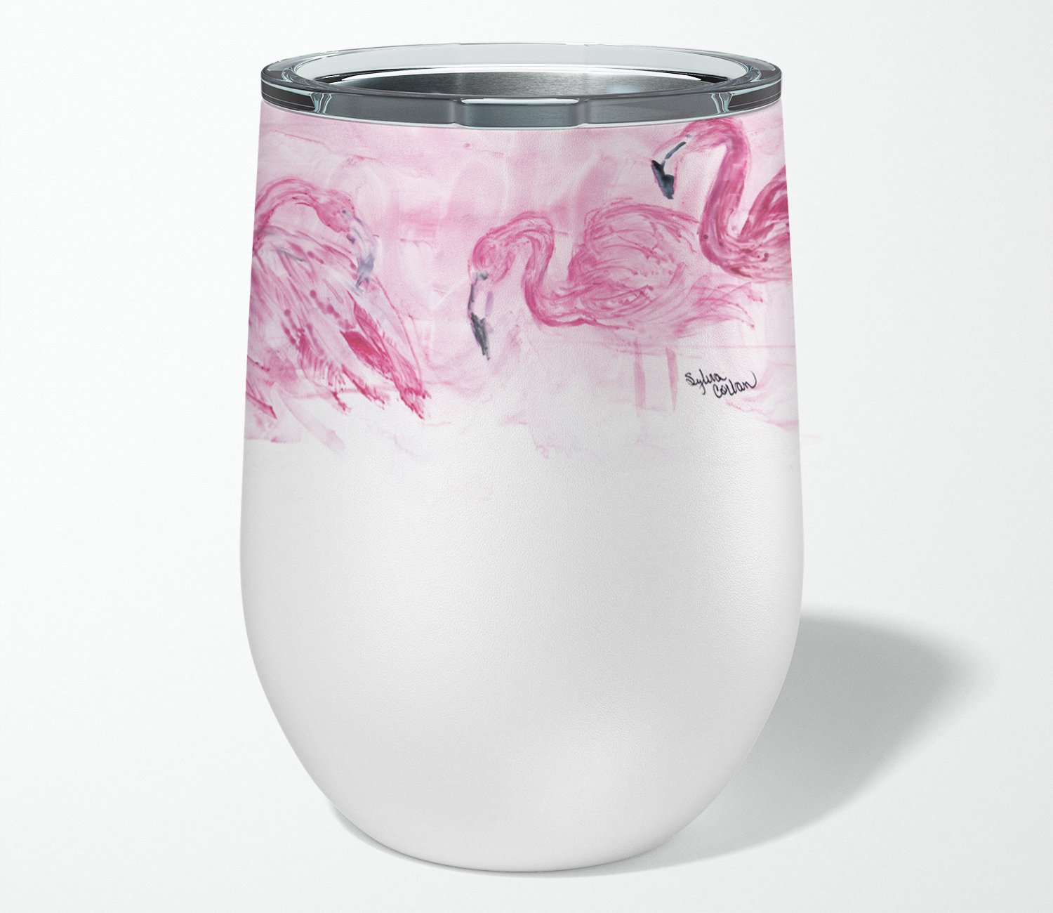 Flamingos Stainless Steel 12 oz Stemless Wine Glass Insulated Wine Tumbler with Lid, Cute Travel Cup for Coffee, Cocktails, Gift Women, Mother