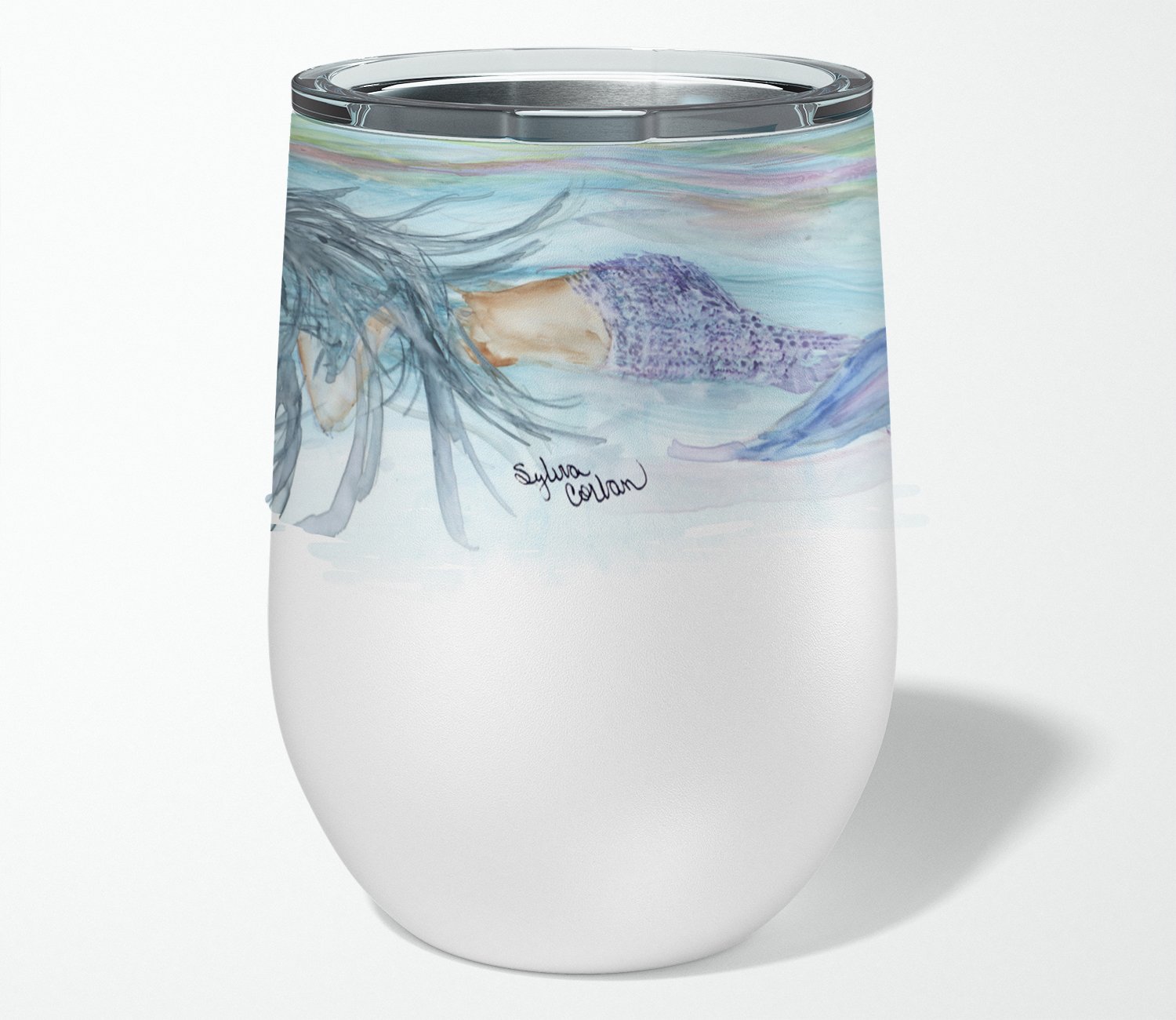 Mermaids Stainless Steel 12 oz Stemless Wine Glass Insulated Wine Tumbler with Lid, Cute Travel Cup for Coffee, Cocktails, Gift Women, Mother