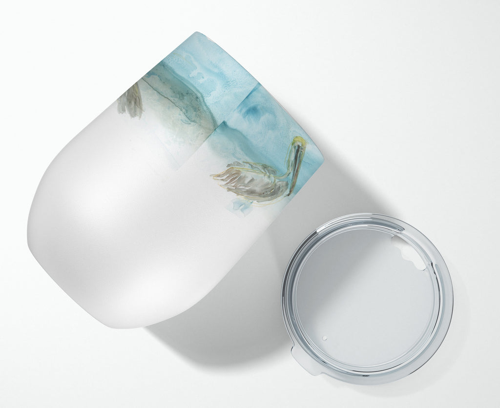 Pelicans Stainless Steel 12 oz Stemless Wine Glass Insulated Wine Tumbler with Lid, Cute Travel Cup for Coffee, Cocktails, Gift Women, Mother