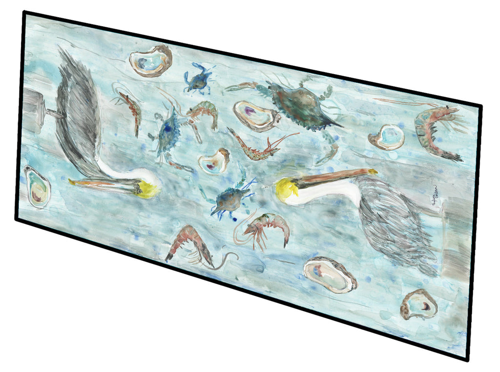 Pelicans, Crabs and Shrimp Runner Mat 28x58 Front Door Mat Indoor Outdoor Rugs for Entryway Hallway Foyer Non Slip Washable Wide Doormat