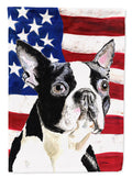 USA American Flag with Boston Terrier House Flag 28x40 Porch Sleeve Pole Decorative Outside Yard Banner Artwork Wall Hanging, Polyester