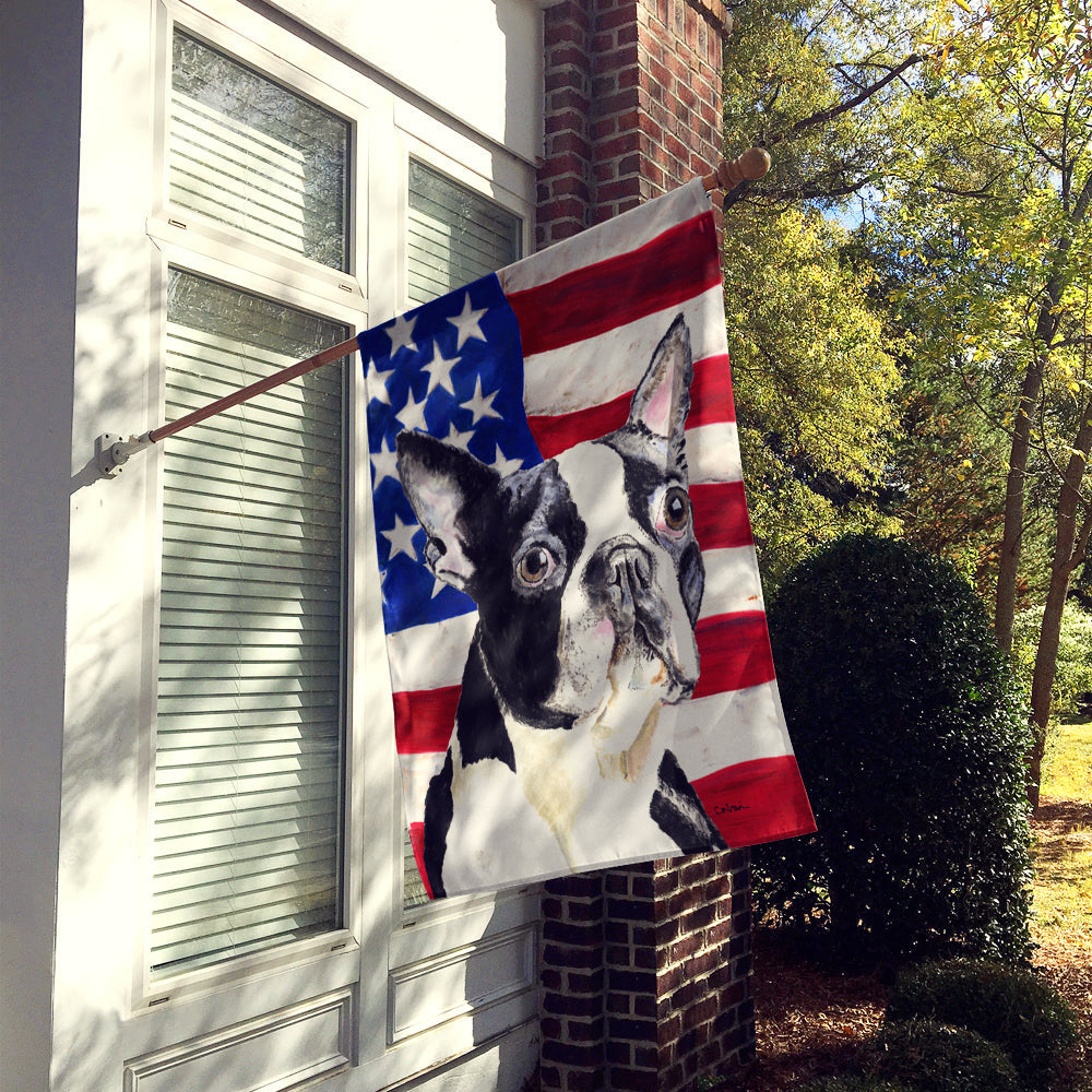 USA American Flag with Boston Terrier House Flag 28x40 Porch Sleeve Pole Decorative Outside Yard Banner Artwork Wall Hanging, Polyester