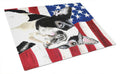 USA American Flag with Boston Terrier Cutting Board Tempered Glass Kitchen Cutting Surface, Heat Resistant Chopping, Non-Slip Feet, Food Prep & Serving