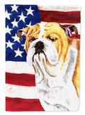 USA American Flag with Bulldog English House Flag 28x40 Porch Sleeve Pole Decorative Outside Yard Banner Artwork Wall Hanging, Polyester