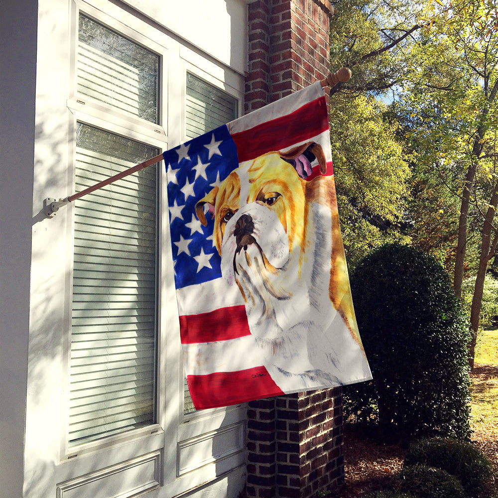USA American Flag with Bulldog English House Flag 28x40 Porch Sleeve Pole Decorative Outside Yard Banner Artwork Wall Hanging, Polyester