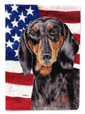 USA American Flag with Dachshund House Flag 28x40 Porch Sleeve Pole Decorative Outside Yard Banner Artwork Wall Hanging, Polyester