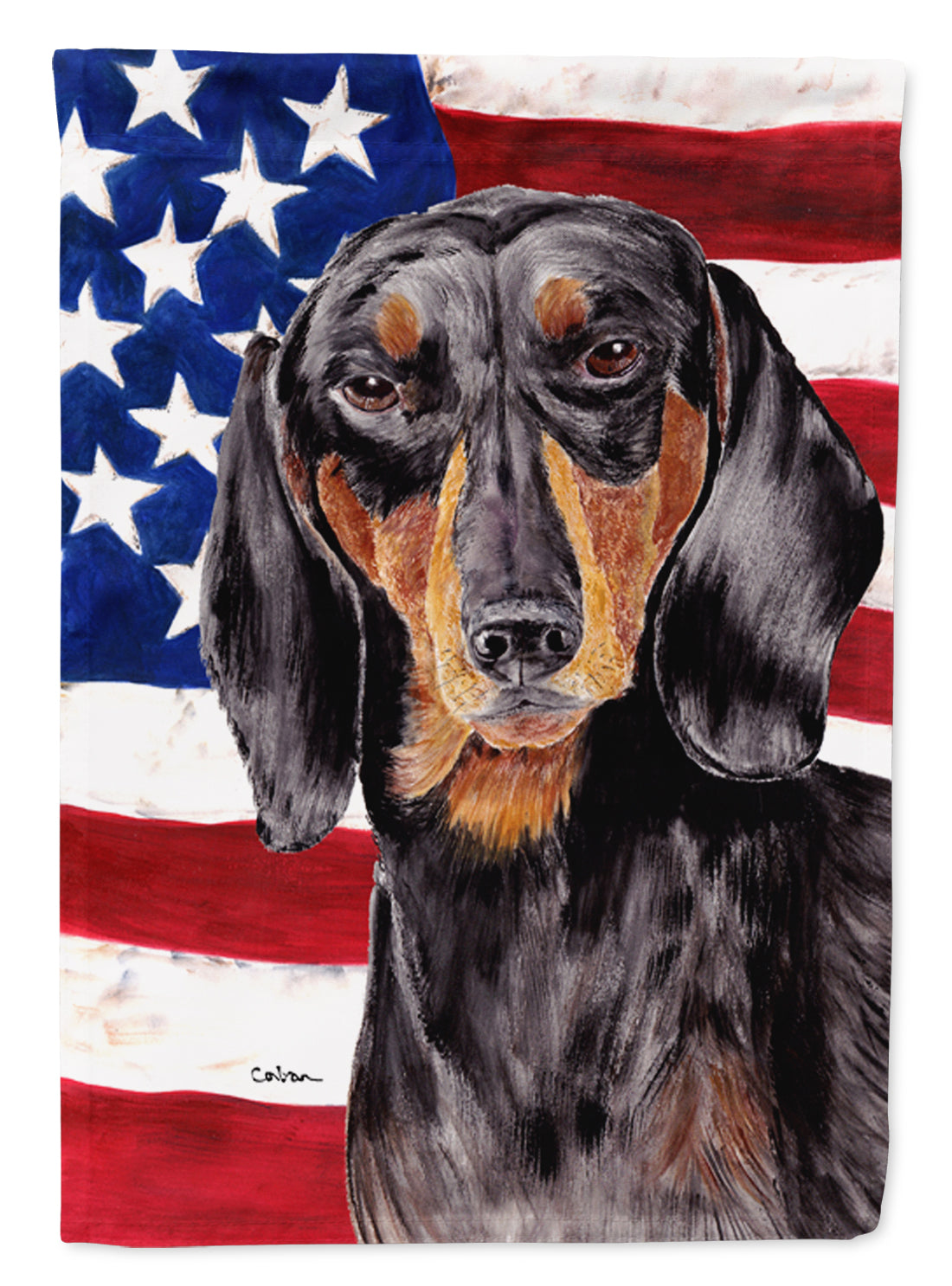 USA American Flag with Dachshund House Flag 28x40 Porch Sleeve Pole Decorative Outside Yard Banner Artwork Wall Hanging, Polyester