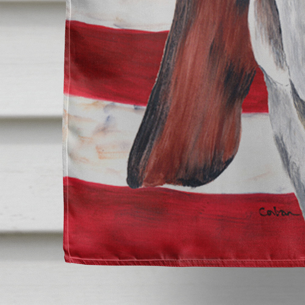 USA American Flag with Basset Hound House Flag 28x40 Porch Sleeve Pole Decorative Outside Yard Banner Artwork Wall Hanging, Polyester