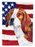 USA American Flag with Beagle House Flag 28x40 Porch Sleeve Pole Decorative Outside Yard Banner Artwork Wall Hanging, Polyester