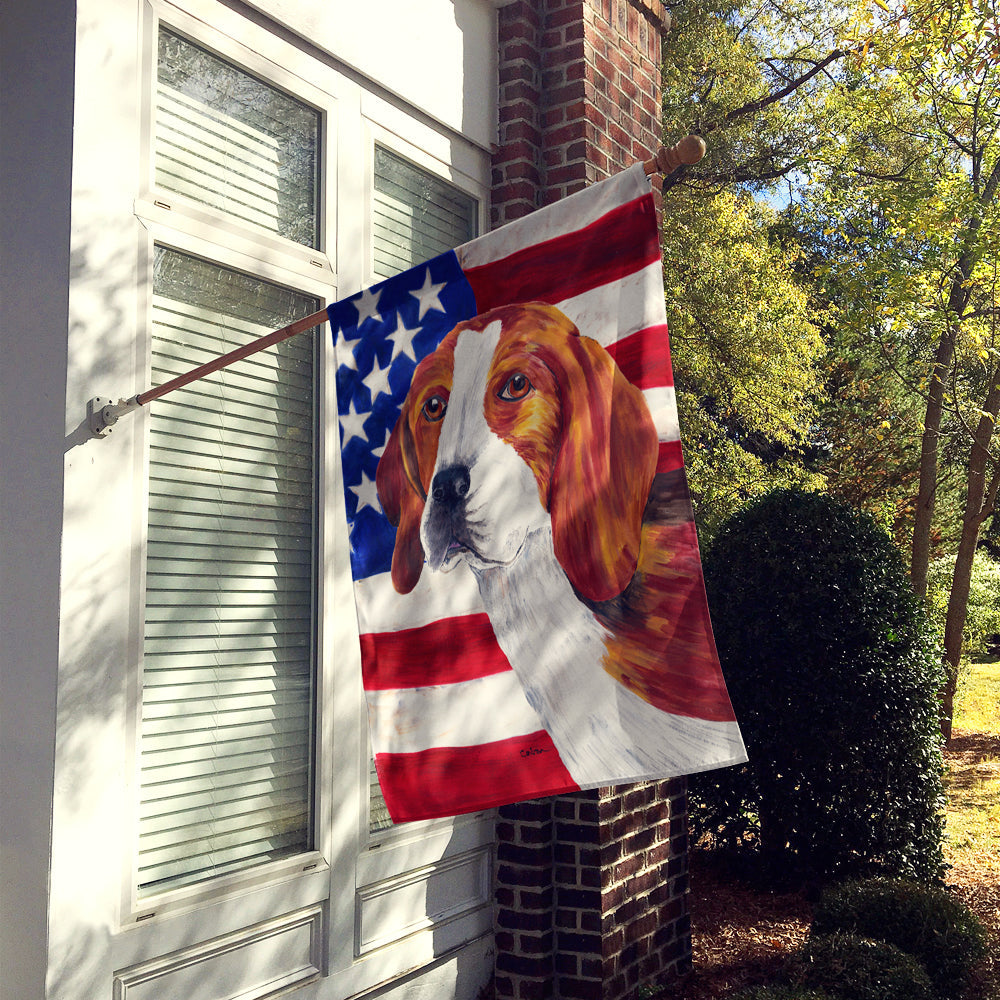 USA American Flag with Beagle House Flag 28x40 Porch Sleeve Pole Decorative Outside Yard Banner Artwork Wall Hanging, Polyester