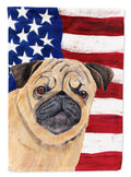 USA American Flag with Pug House Flag 28x40 Porch Sleeve Pole Decorative Outside Yard Banner Artwork Wall Hanging, Polyester