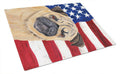 USA American Flag with Pug Cutting Board Tempered Glass Kitchen Cutting Surface, Heat Resistant Chopping, Non-Slip Feet, Food Prep & Serving
