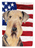 USA American Flag with Airedale House Flag 28x40 Porch Sleeve Pole Decorative Outside Yard Banner Artwork Wall Hanging, Polyester
