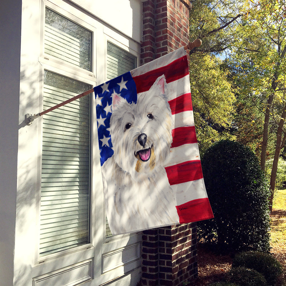 USA American Flag with Westie House Flag 28x40 Porch Sleeve Pole Decorative Outside Yard Banner Artwork Wall Hanging, Polyester