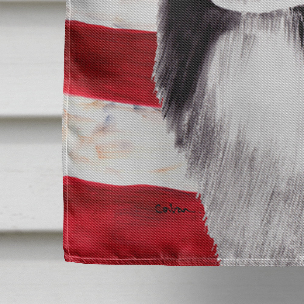 USA American Flag with Border Collie House Flag 28x40 Porch Sleeve Pole Decorative Outside Yard Banner Artwork Wall Hanging, Polyester