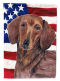 USA American Flag with Dachshund House Flag 28x40 Porch Sleeve Pole Decorative Outside Yard Banner Artwork Wall Hanging, Polyester