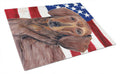 USA American Flag with Dachshund Cutting Board Tempered Glass Kitchen Cutting Surface, Heat Resistant Chopping, Non-Slip Feet, Food Prep & Serving