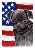 USA American Flag with Pug House Flag 28x40 Porch Sleeve Pole Decorative Outside Yard Banner Artwork Wall Hanging, Polyester