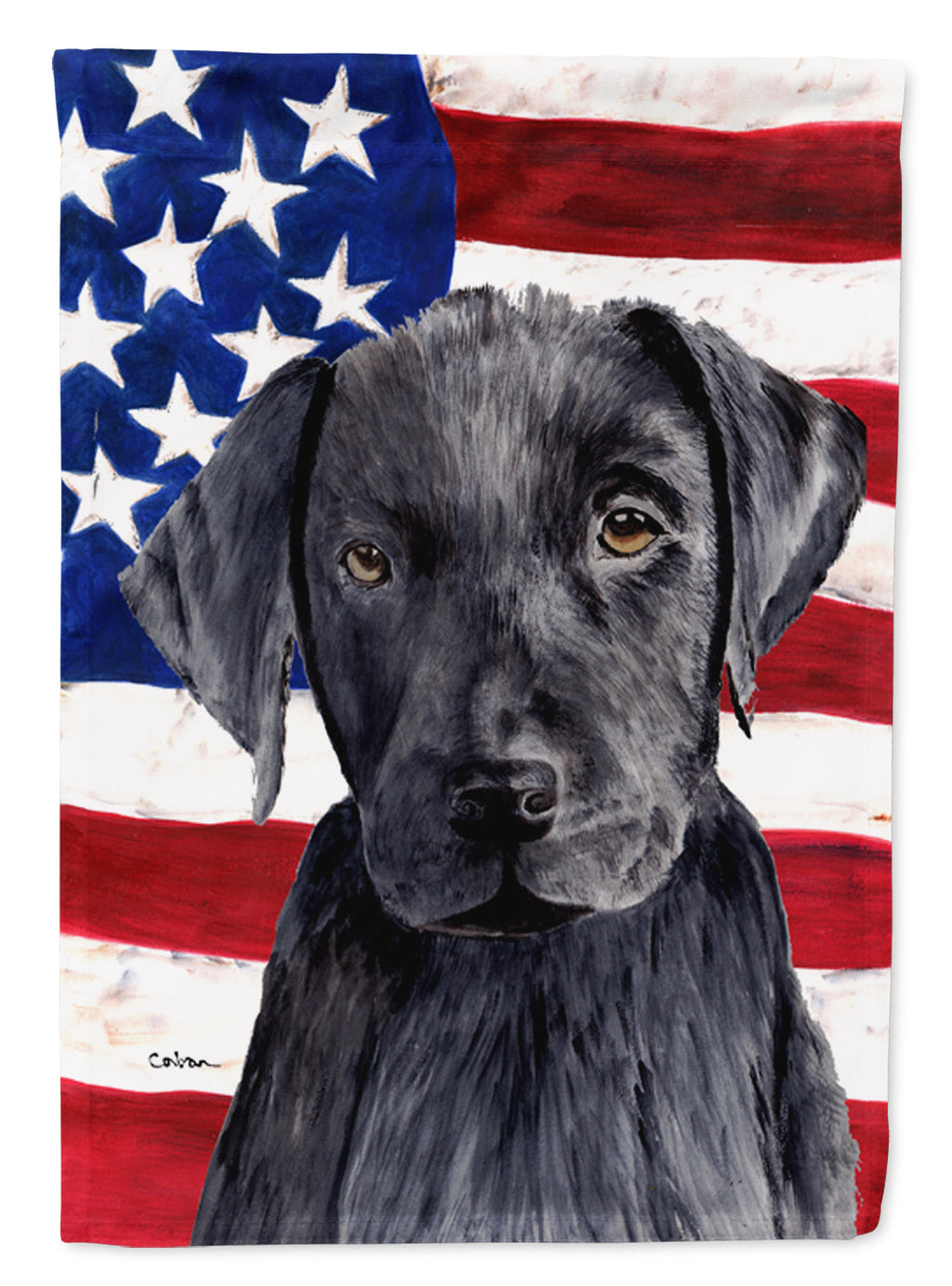 USA American Flag with Labrador House Flag 28x40 Porch Sleeve Pole Decorative Outside Yard Banner Artwork Wall Hanging, Polyester