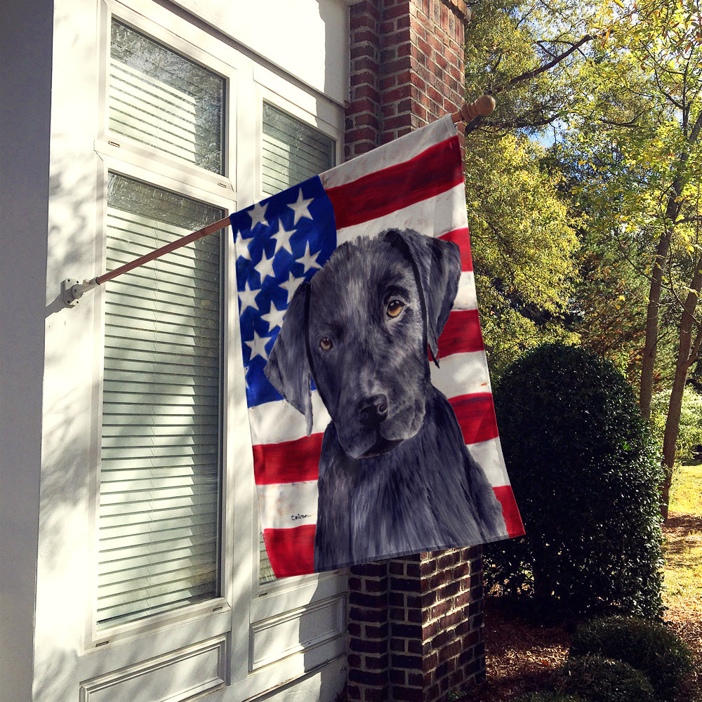 USA American Flag with Labrador House Flag 28x40 Porch Sleeve Pole Decorative Outside Yard Banner Artwork Wall Hanging, Polyester