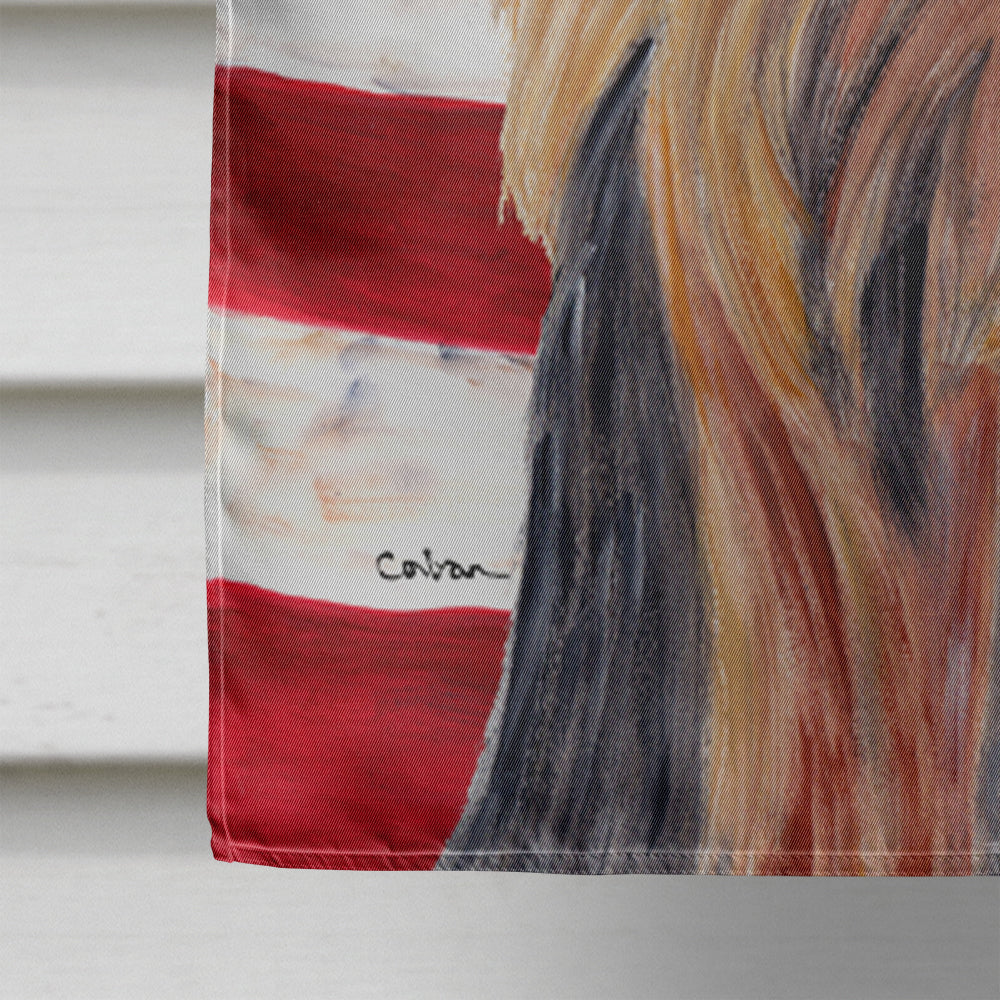 USA American Flag with Yorkie House Flag 28x40 Porch Sleeve Pole Decorative Outside Yard Banner Artwork Wall Hanging, Polyester