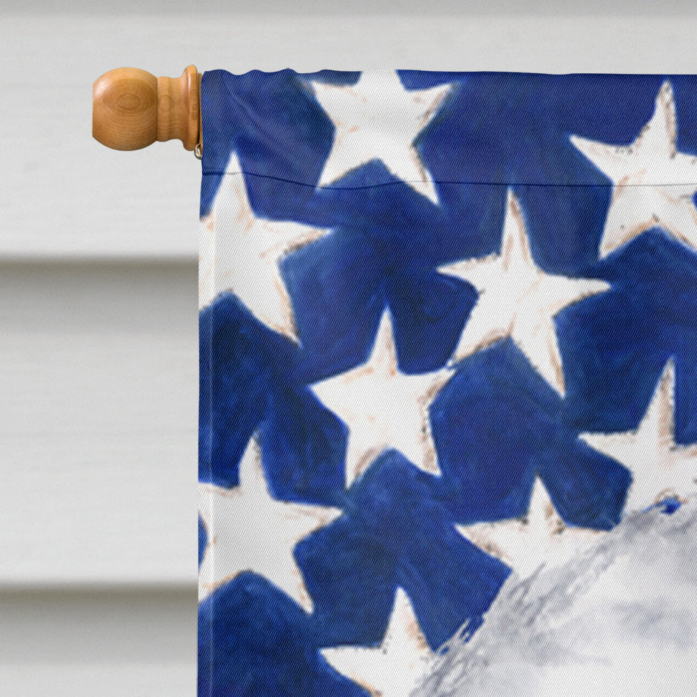 USA American Flag with Bichon Frise House Flag 28x40 Porch Sleeve Pole Decorative Outside Yard Banner Artwork Wall Hanging, Polyester