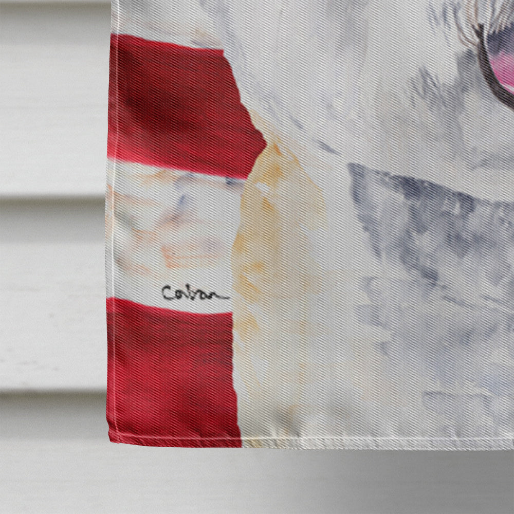 USA American Flag with Bichon Frise House Flag 28x40 Porch Sleeve Pole Decorative Outside Yard Banner Artwork Wall Hanging, Polyester