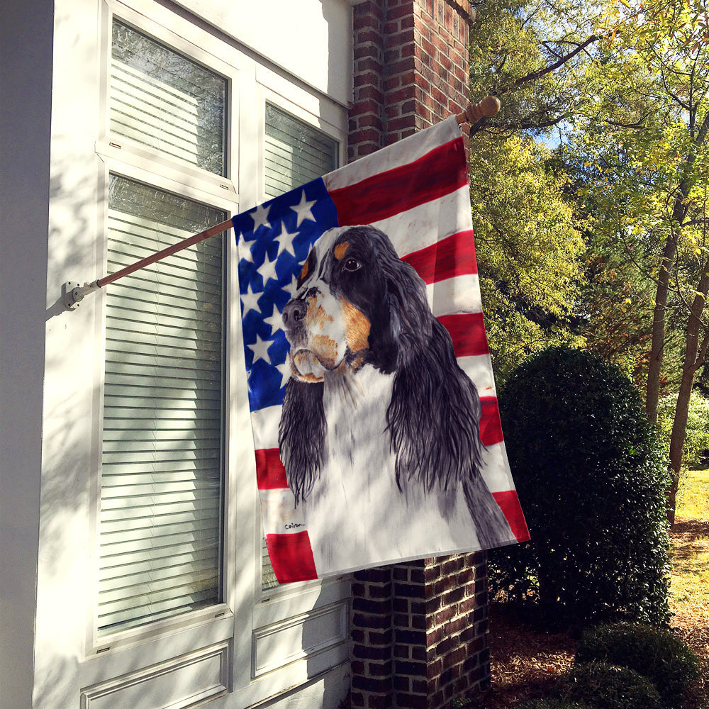 USA American Flag with Springer Spaniel House Flag 28x40 Porch Sleeve Pole Decorative Outside Yard Banner Artwork Wall Hanging, Polyester