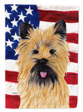 USA American Flag with Cairn Terrier House Flag 28x40 Porch Sleeve Pole Decorative Outside Yard Banner Artwork Wall Hanging, Polyester