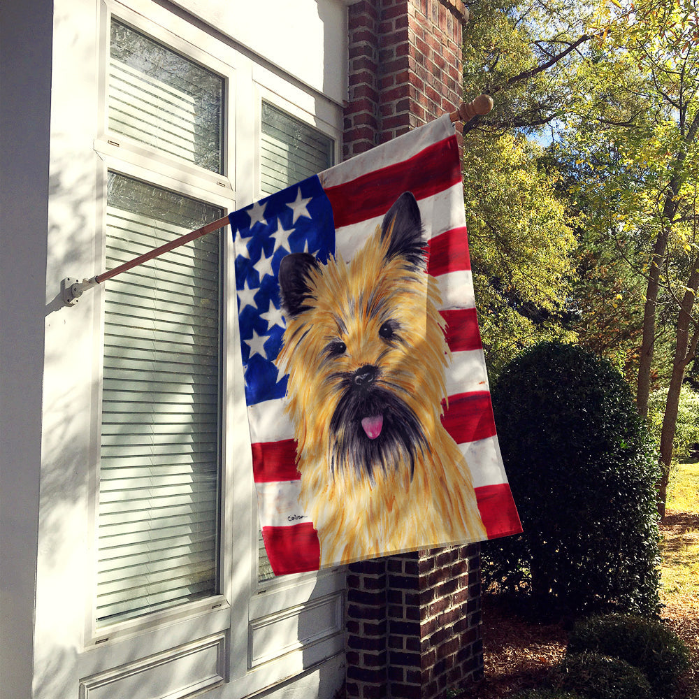 USA American Flag with Cairn Terrier House Flag 28x40 Porch Sleeve Pole Decorative Outside Yard Banner Artwork Wall Hanging, Polyester