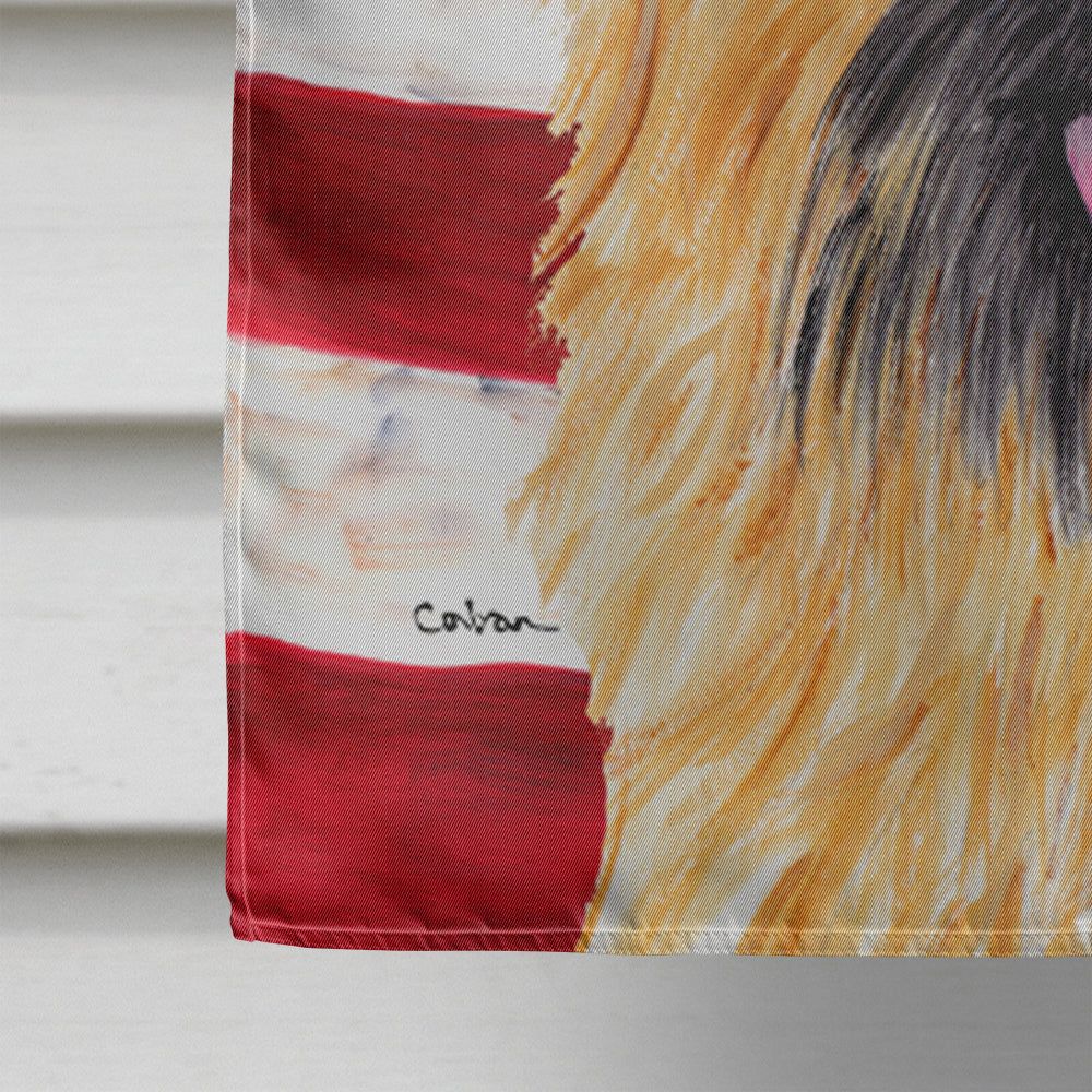 USA American Flag with Cairn Terrier House Flag 28x40 Porch Sleeve Pole Decorative Outside Yard Banner Artwork Wall Hanging, Polyester