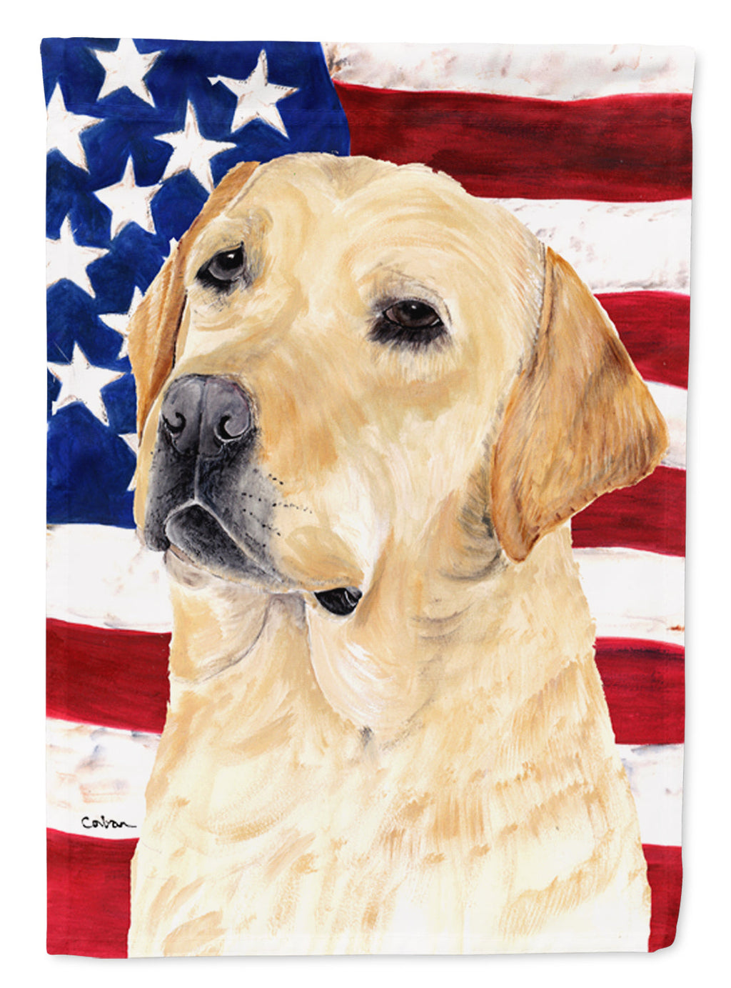 USA American Flag with Labrador House Flag 28x40 Porch Sleeve Pole Decorative Outside Yard Banner Artwork Wall Hanging, Polyester
