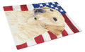 USA American Flag with Labrador Cutting Board Tempered Glass Kitchen Cutting Surface, Heat Resistant Chopping, Non-Slip Feet, Food Prep & Serving