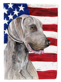 USA American Flag with Weimaraner House Flag 28x40 Porch Sleeve Pole Decorative Outside Yard Banner Artwork Wall Hanging, Polyester