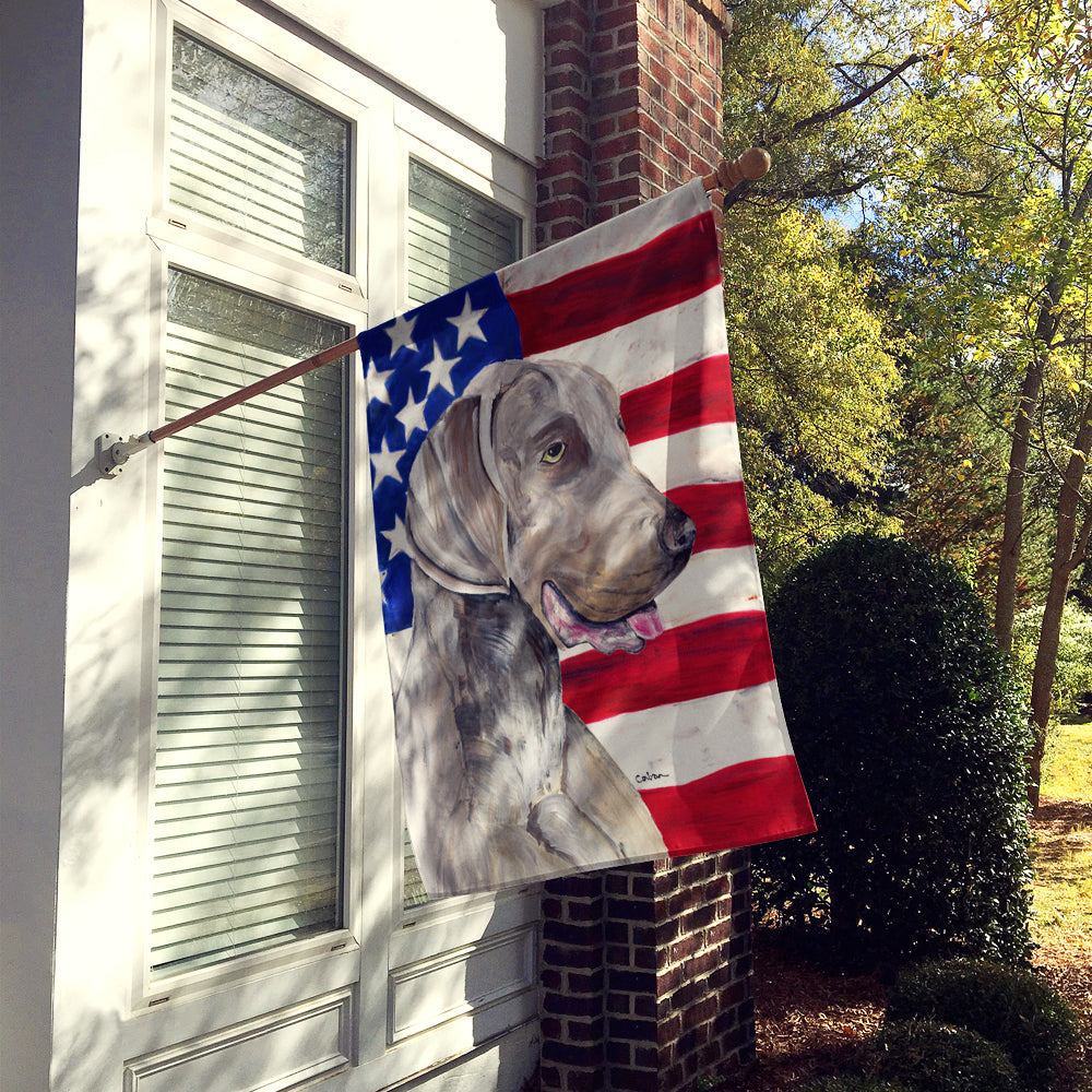 USA American Flag with Weimaraner House Flag 28x40 Porch Sleeve Pole Decorative Outside Yard Banner Artwork Wall Hanging, Polyester