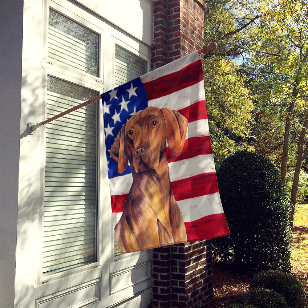 USA American Flag with Vizsla House Flag 28x40 Porch Sleeve Pole Decorative Outside Yard Banner Artwork Wall Hanging, Polyester