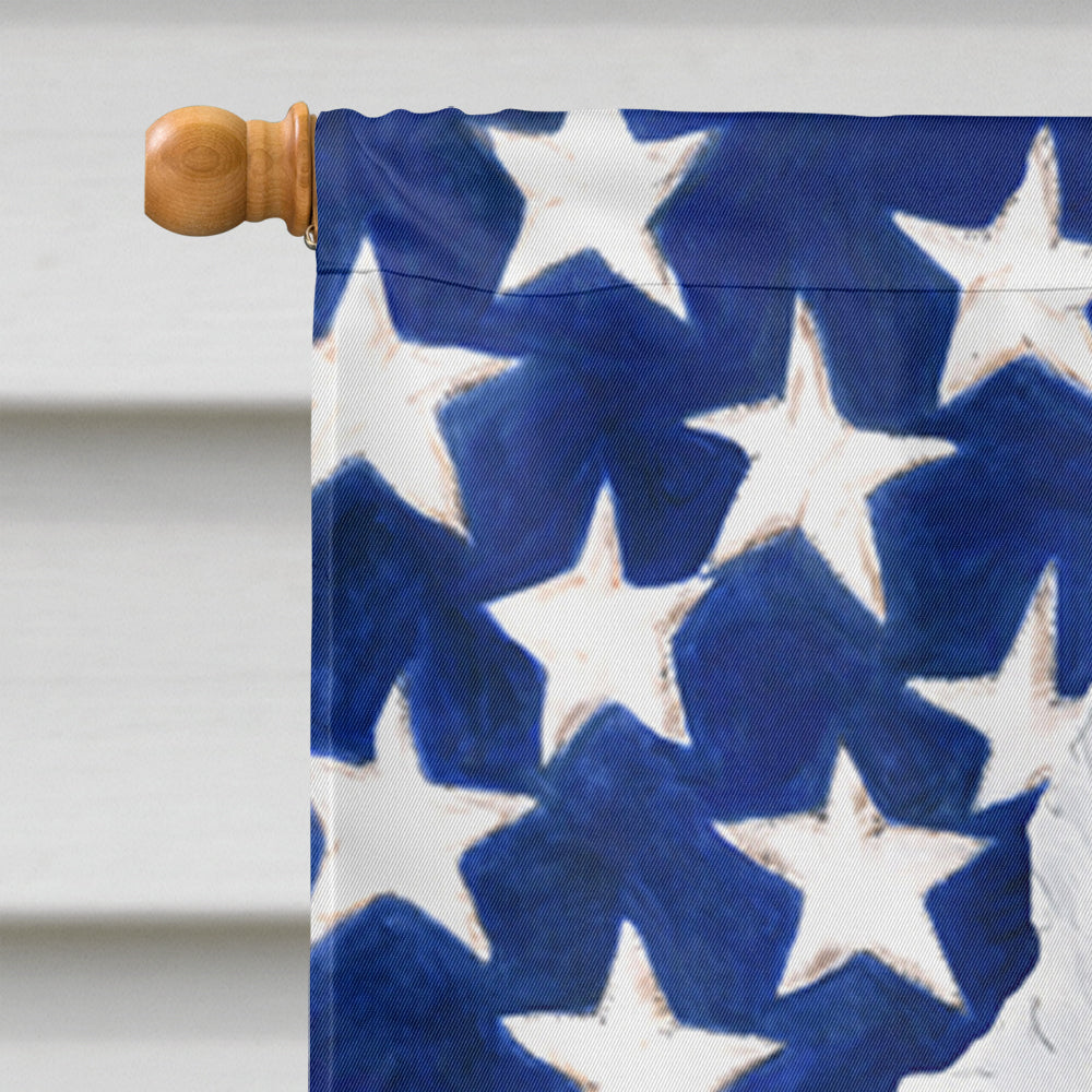 USA American Flag with American Eskimo House Flag 28x40 Porch Sleeve Pole Decorative Outside Yard Banner Artwork Wall Hanging, Polyester
