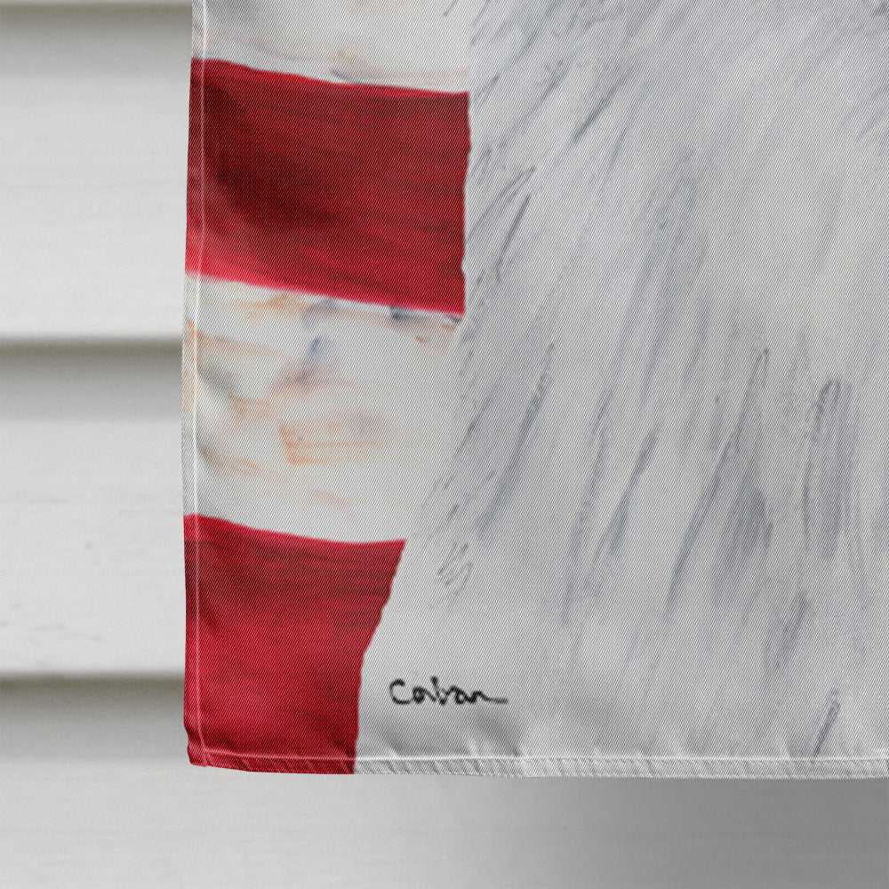 USA American Flag with American Eskimo House Flag 28x40 Porch Sleeve Pole Decorative Outside Yard Banner Artwork Wall Hanging, Polyester