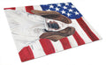 USA American Flag with Welsh Springer Spaniel Cutting Board Tempered Glass Kitchen Cutting Surface, Heat Resistant Chopping, Non-Slip Feet, Food Prep & Serving
