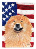 USA American Flag with Chow Chow House Flag 28x40 Porch Sleeve Pole Decorative Outside Yard Banner Artwork Wall Hanging, Polyester