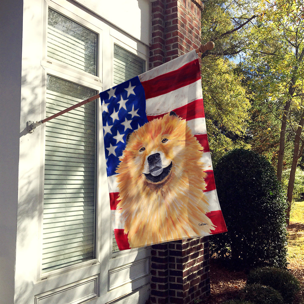 USA American Flag with Chow Chow House Flag 28x40 Porch Sleeve Pole Decorative Outside Yard Banner Artwork Wall Hanging, Polyester
